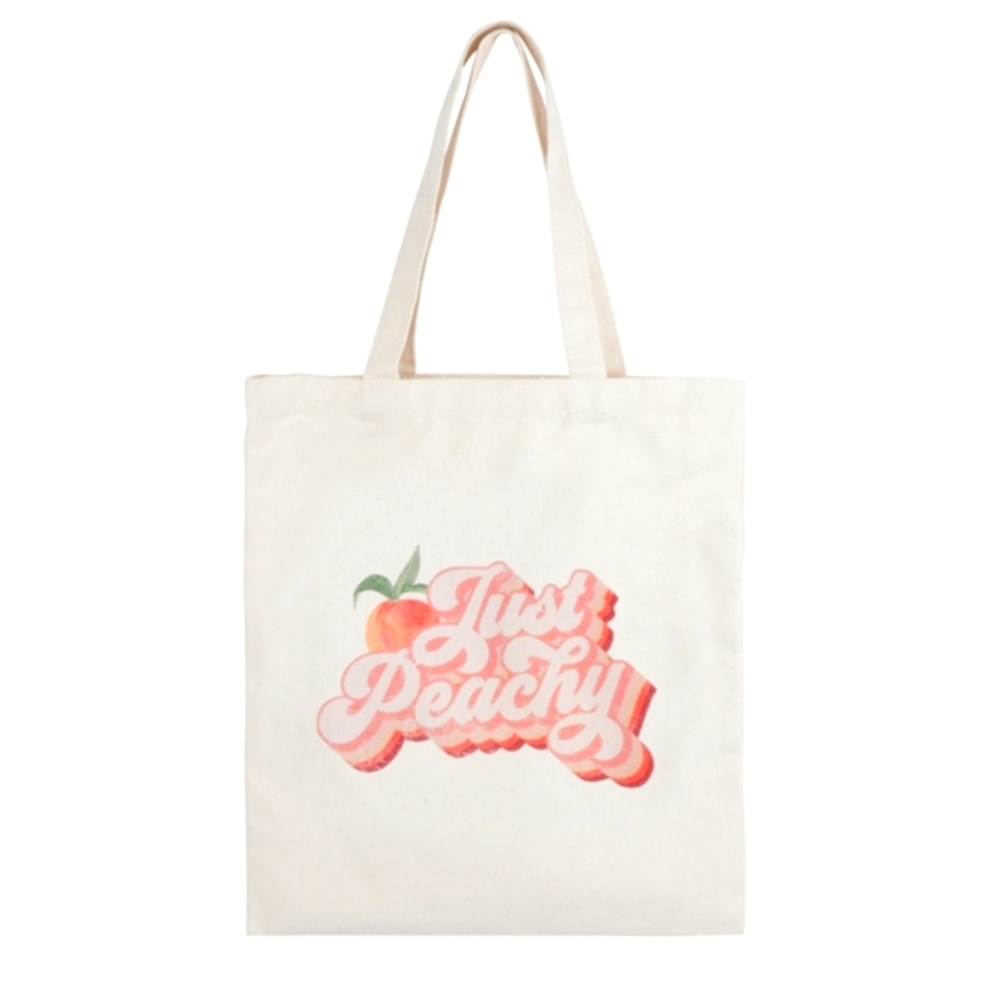 Adorable Eco friendly "just peachy" canvas tote bag